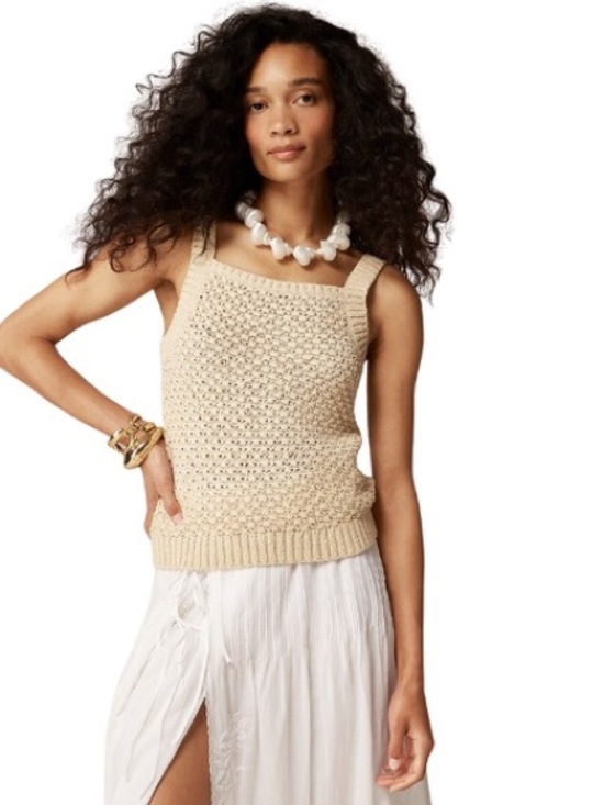 J. Crew Tops - J.Crew Basket-stitch Sweater Tank in buff clay Cotton blend XS